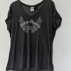 Harley Davidson short sleeved shirt.